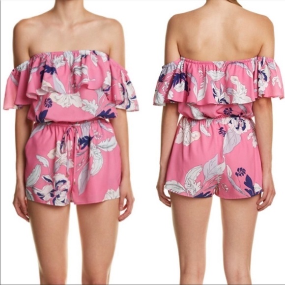 Yumi Kim Pink floral print off shoulder romper - Picture 9 of 9